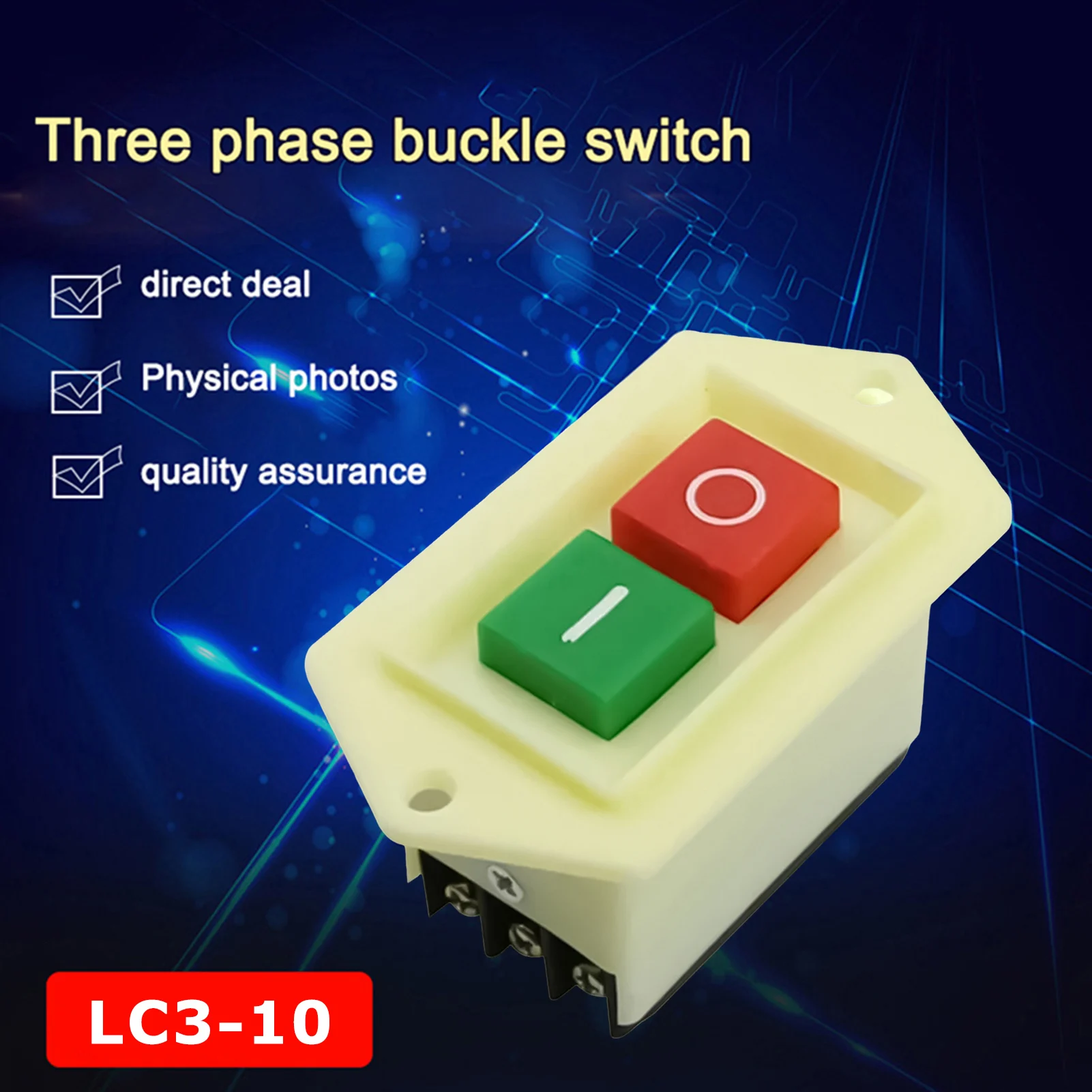 

3 Phase On Off Push Button Self-locking Mechanical Equipment Control Station Start Button For Bench Drills Sanders Cutters