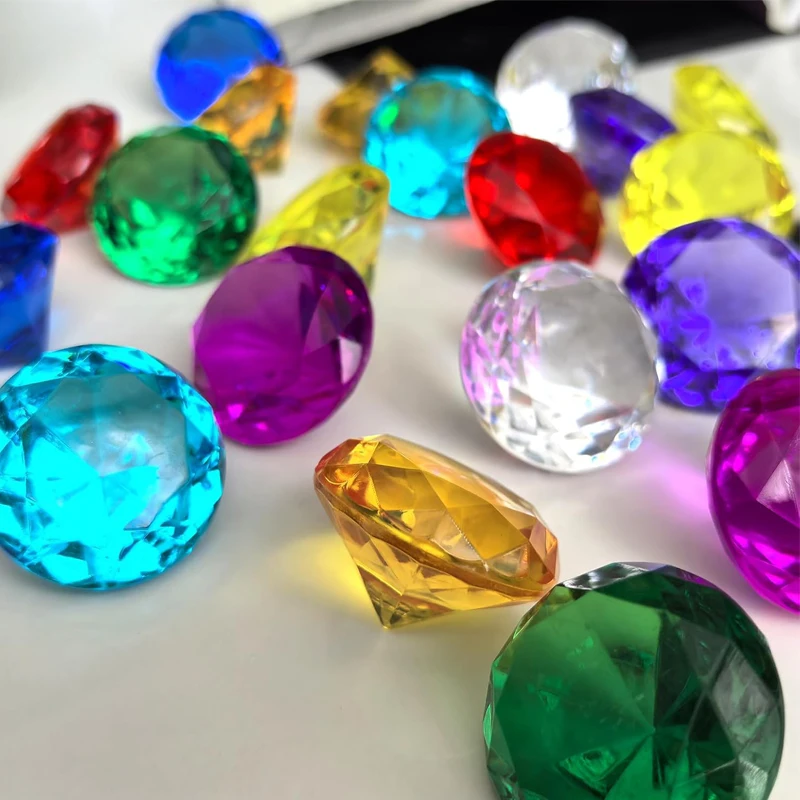 10PCS Diamond Acrylic Gems 40MM Pirate Treasure Toys Kids Boys Girls Halloween Birthday Party Favors Stocking Stuffers Gifts