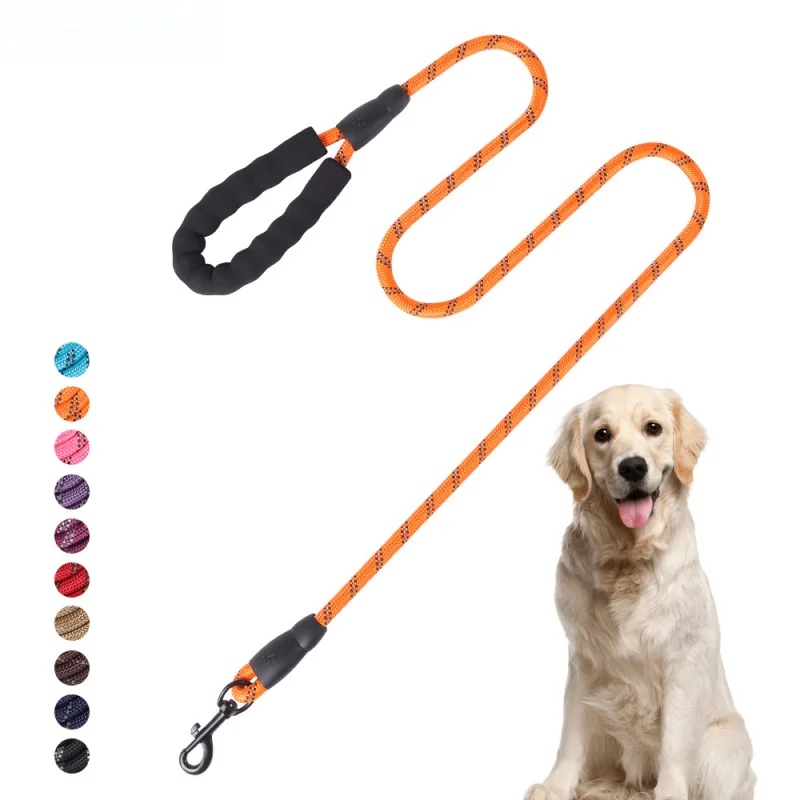 

10 Colors Available Dog Leash - Anti Pull Woven Nylon Rope with Reflective Threads, Chew-Resistant for Strong Dogs