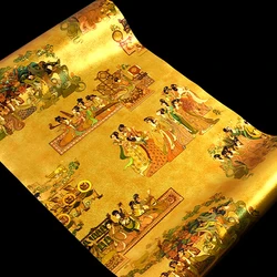 Papel pintado de papel de aluminio dorado con figura de mujer en 3D Mural clásico chino no autoadhesivo adhesivo para decoración de pared del hogar Hotel y sala de estar