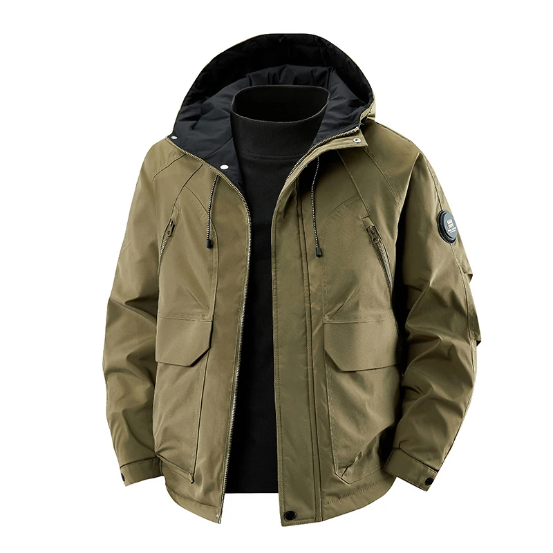

Warm Winter Coat Men Thicken Fleece Zipper Mens Jackets Winter Cold-proof Hooded Cotton Jacket Casual Fashion Waterproof Coat