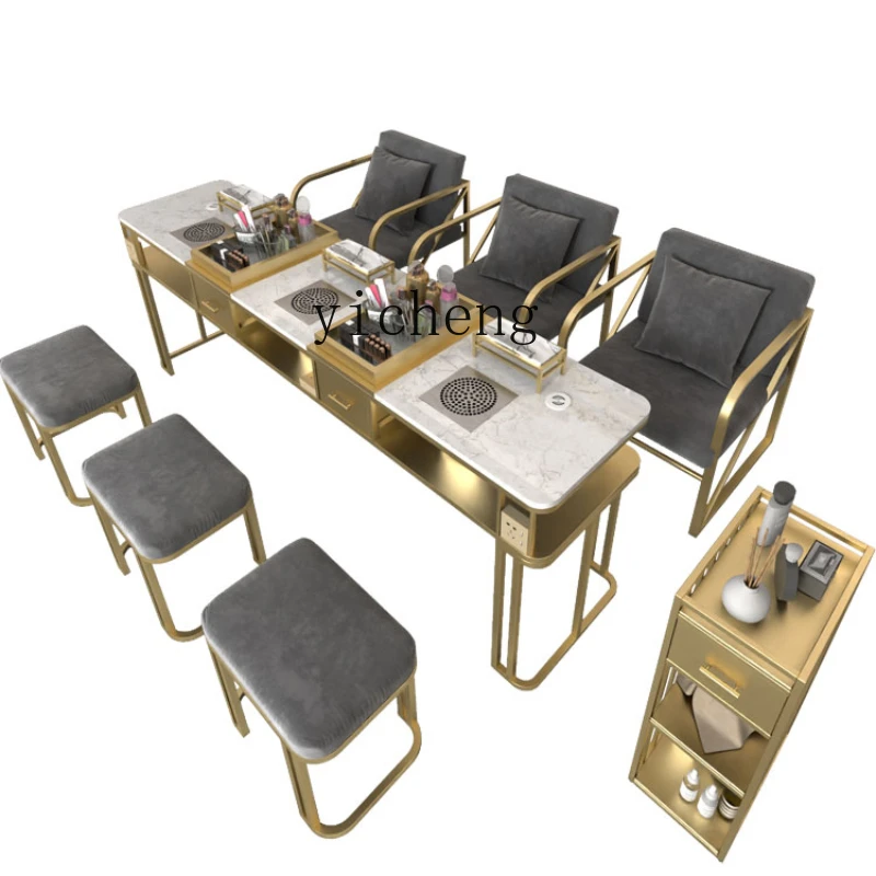 XL Nail Table Single Double Three-Person Vacuum Cleaner Nail Table Table and Chair Set with Storage Drawer