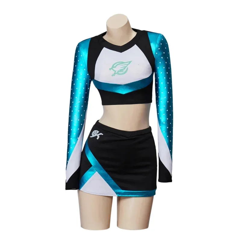 Uniforme de pom-pom girl Euphoria, tenue Maddy, haut court à manches longues avec mini-jupe, ensemble de pom-pom girl pour femmes scolaires, coût b;4.f'7;j,3'