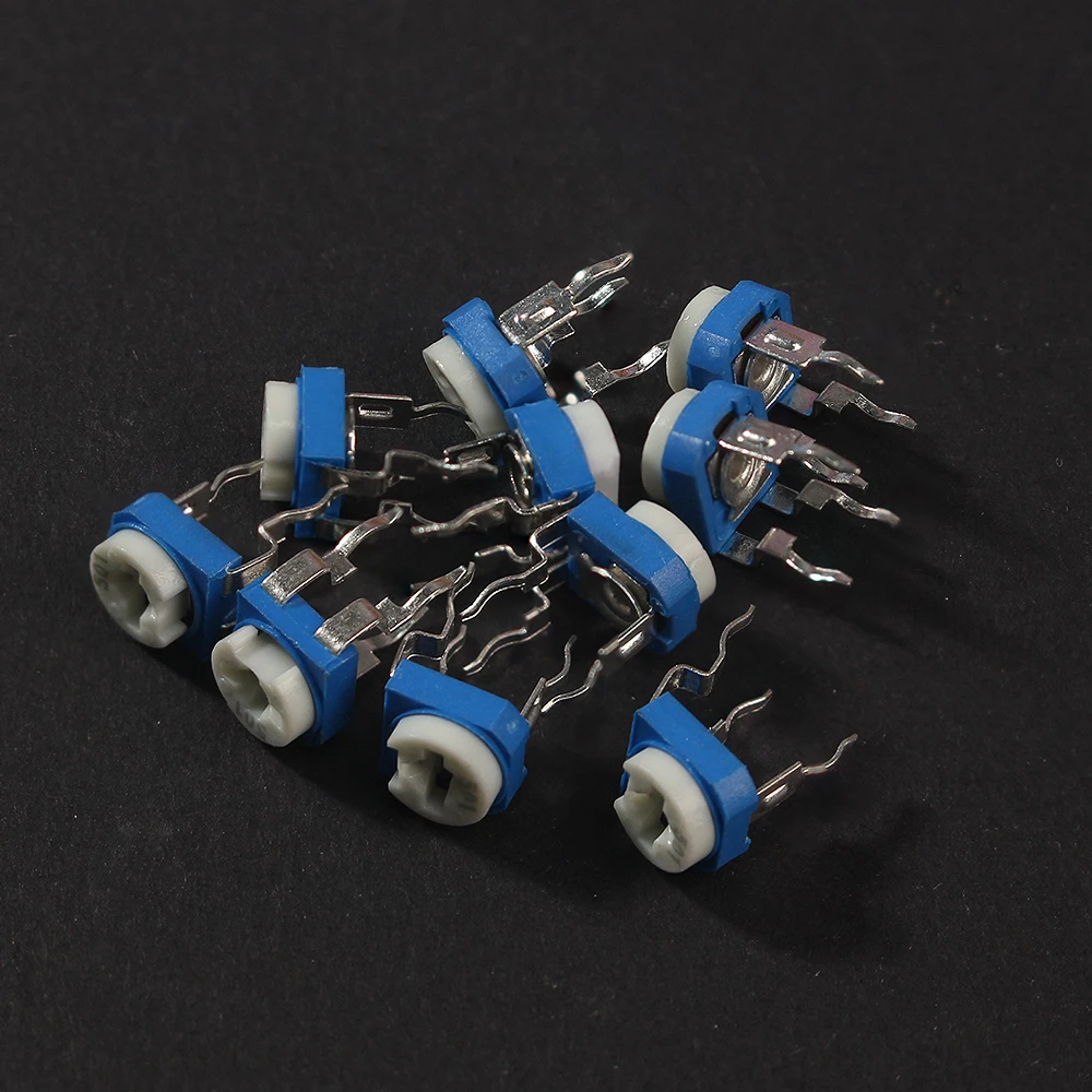 100PCS RM065 Trimmer Potentiometer Kit 500R 1K 2K 5K 10K 20K 50K 100K 200K 1M Variable Resistors Potentiometers RM-065