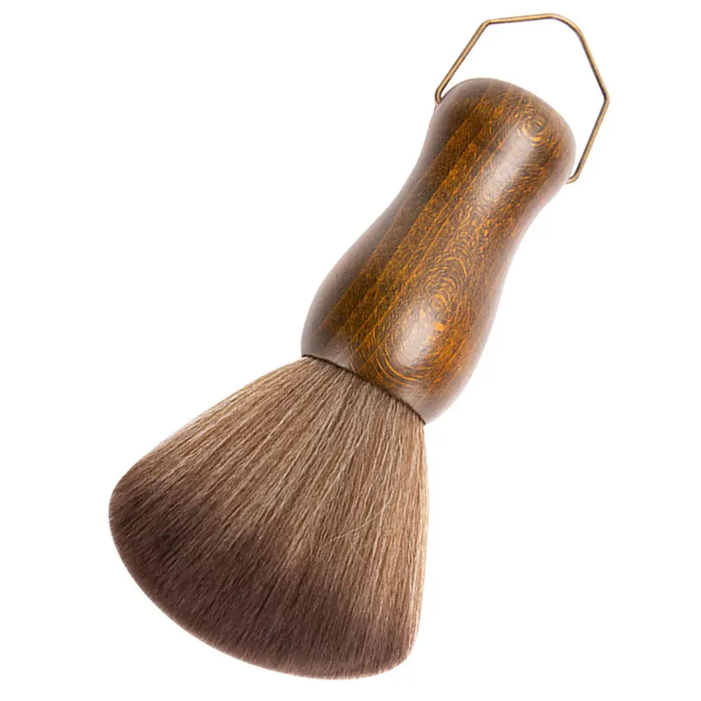 Soft Fiber Barbers Neck Duster Brush Comfortable Wooden Handle Hair Cleaning Brush Hanging Hook Salon Shaving Beard Styling