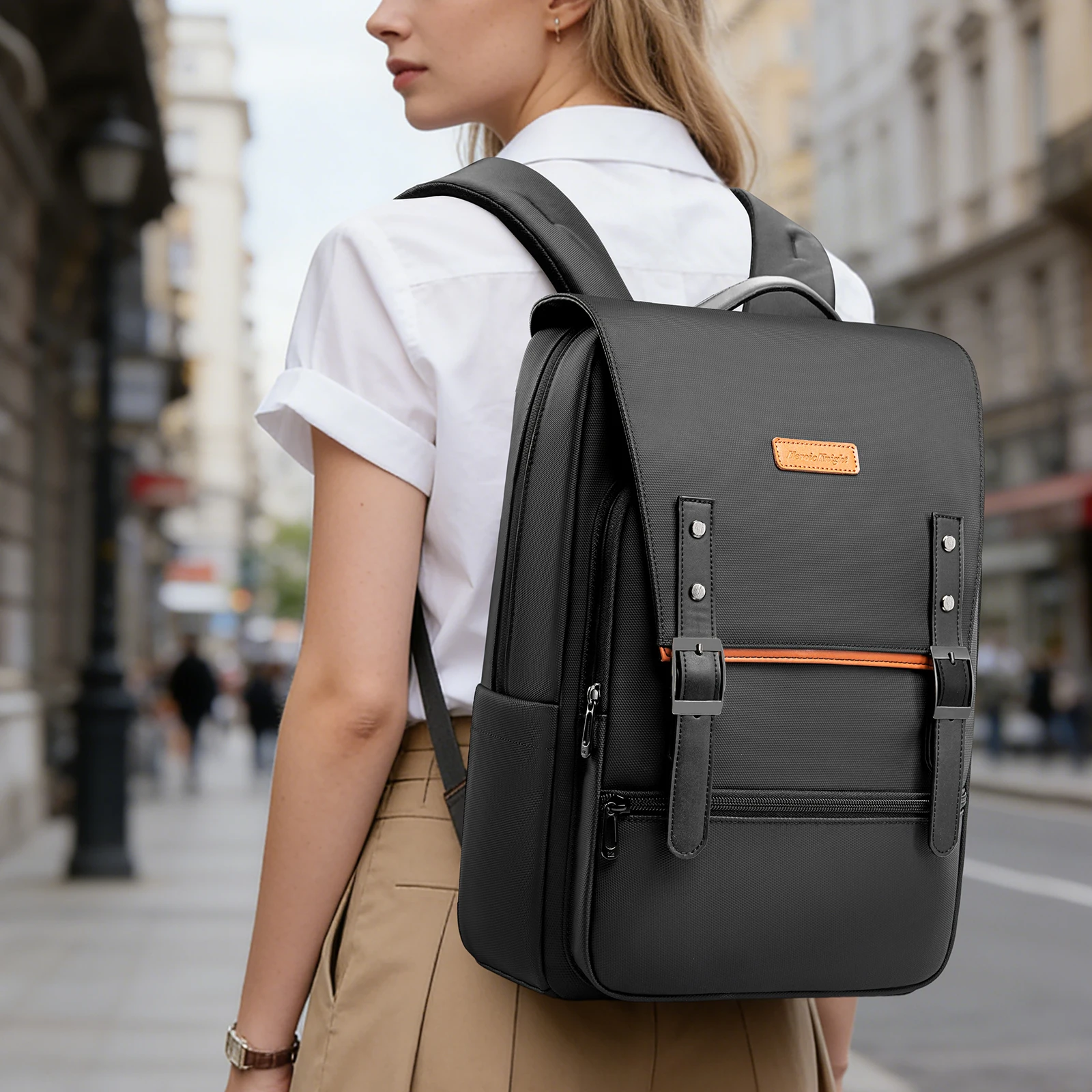 Hcankcan vintage women's backpack simple 15.6 inch laptop backpack waterproof travel backpack for men classic college school bag