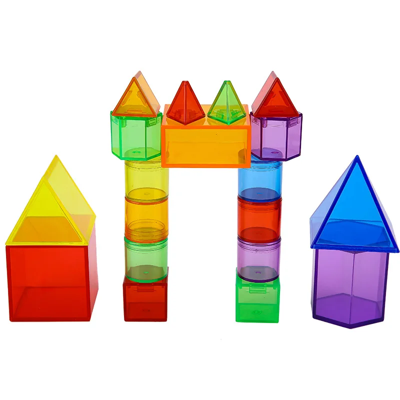 12 Stuks Leren Onderwijs Math Speelgoed Voor Kinderen Transparante Geometrische Solids Montessori Juegos Educativos Para Niños 2 3 4 5 6 Años