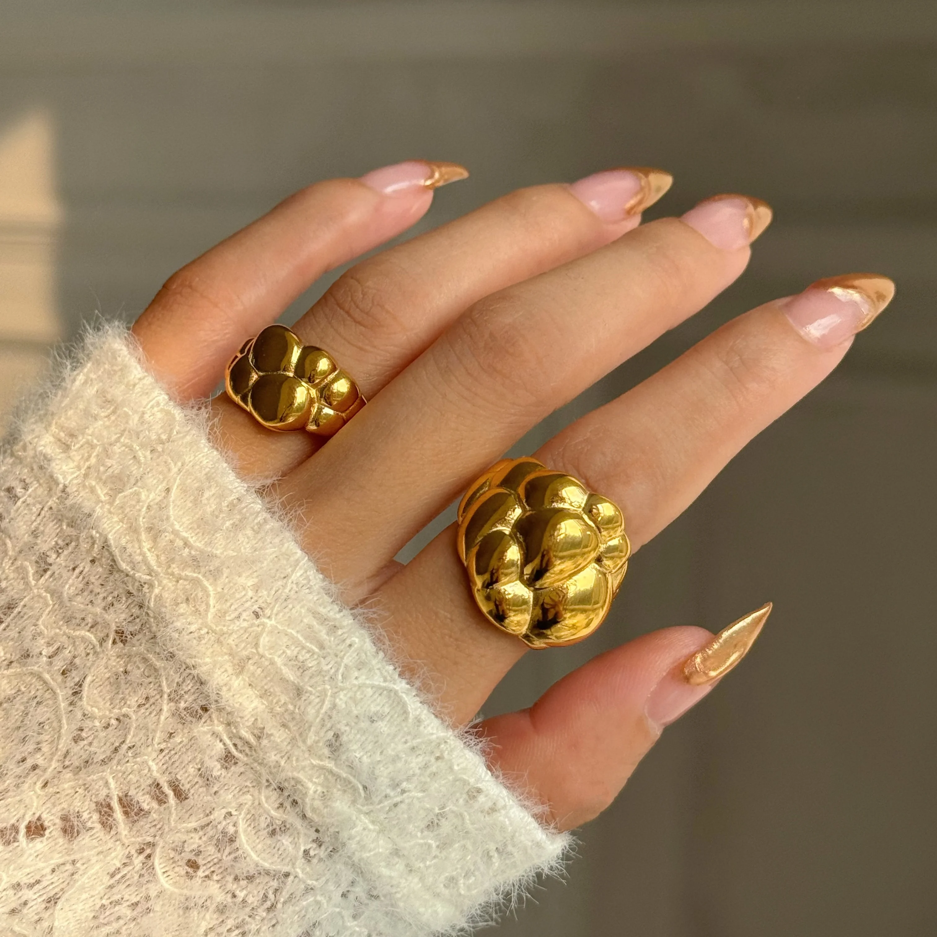 DASEIN 2025 New Baroque Gypsy Dance Broccoli Chunky Ring Ins Trendy 18k Pvd Gold Plated Stainless Steel High Quality Jewelry