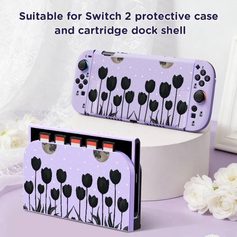 For Switch2 Protective shell Set, includes a cartridge dock case, holds 5 game cartridges, slim and portable.