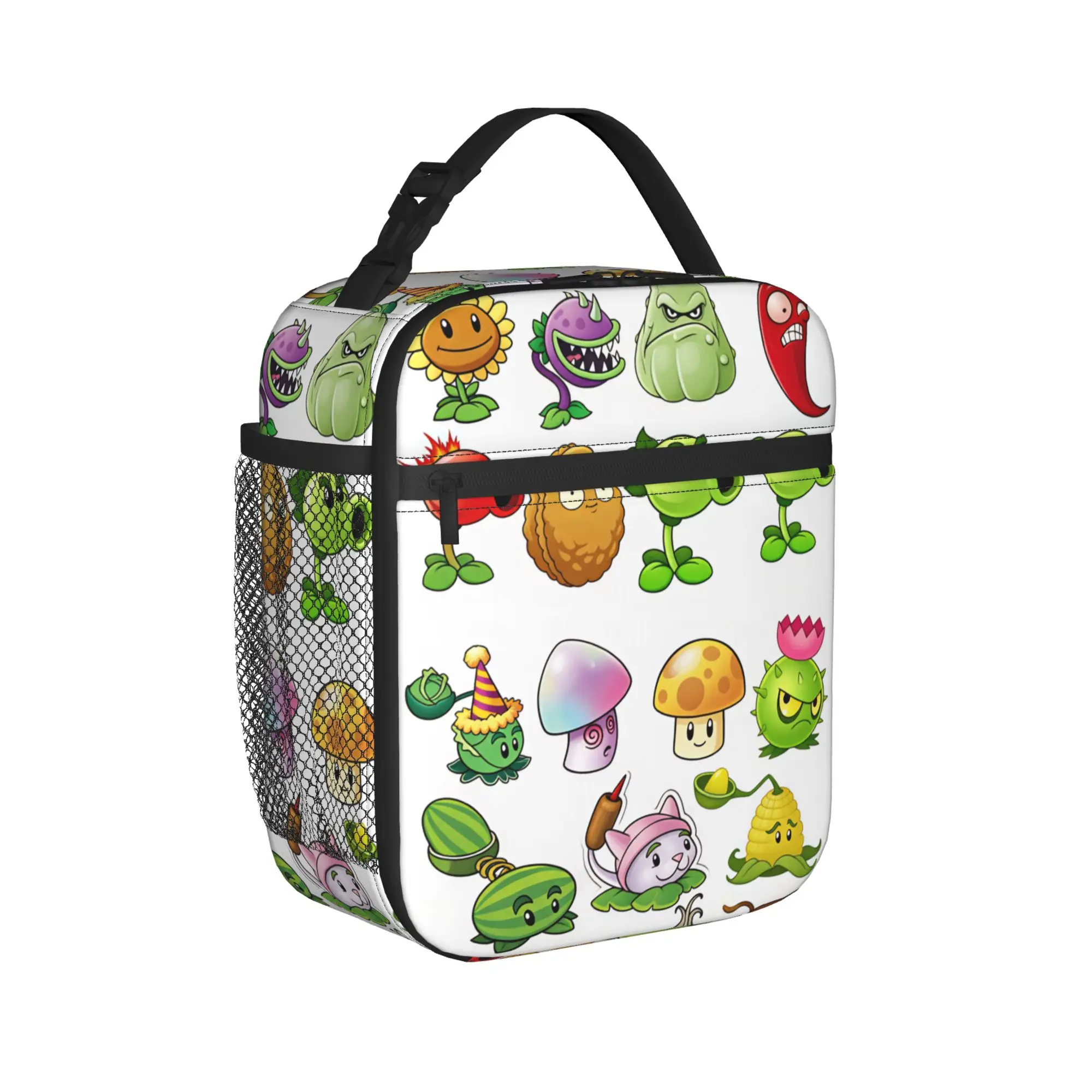 Plants Vs Zombies Full Plant Character Lunch Bag Vintage Lunch Box Picnic Zipper Tote Food Bags For Women Oxford Cooler Bag