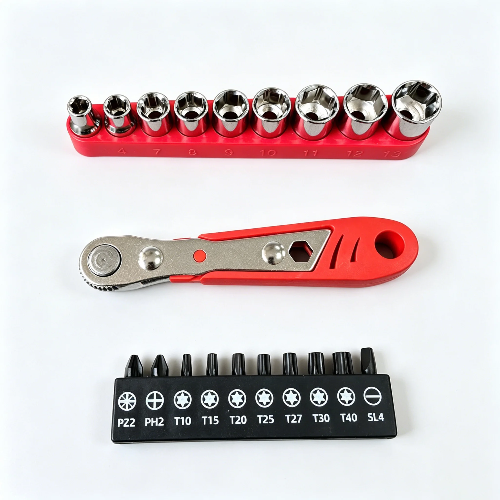 1/4 Mini Two-Way Ratchet Wrench 20-Piece Set, Portable Compact Socket and Bit Combination, Labor-Saving Quick-Twist Design, Universal Multifunctional Ratchet Tool for Auto Repair/Maintenance, Appliance Disassembly/Computer Assembly, Furniture Installation
