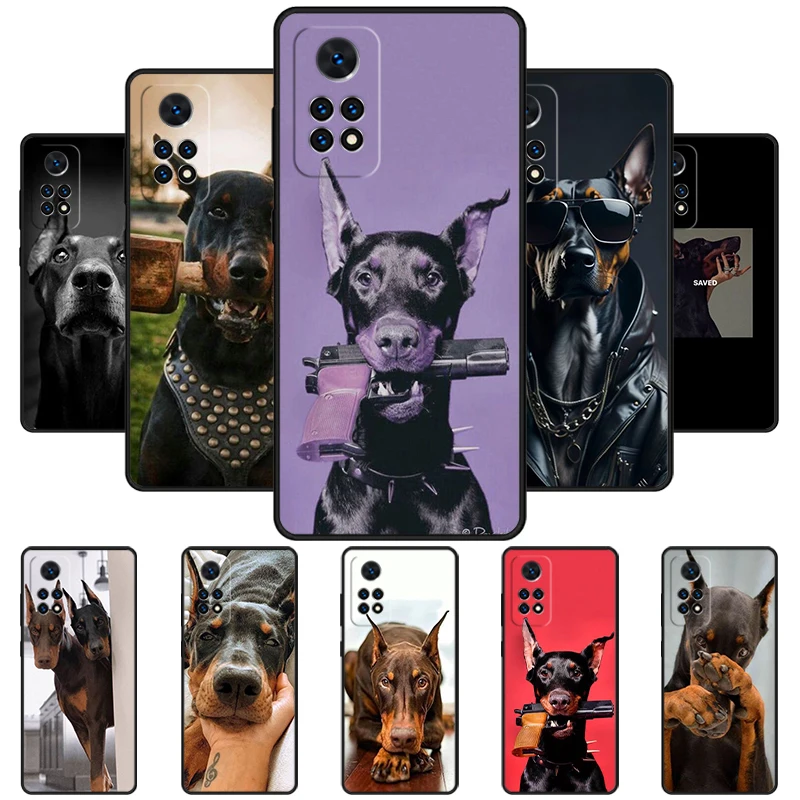 Doberman Dog Holding A Gun Phone Case For Redmi Note 11 EPro 11S 10 10T 9S Promax 8 Pro Xiaomi Mi 10 11 12X 12S Ultra Cover