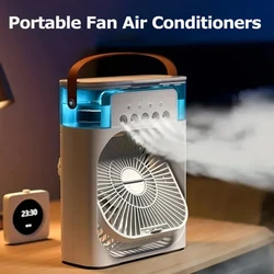 Portable Air Conditioner Fan Household Small Air Cooler Hydrocooling 4 in 1 Humidifier Fan Conditioner RGB Light for Room Office