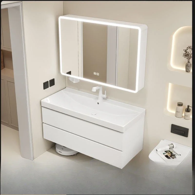 Aluminum Cabinet Integrated Large Bathroom Diameter Ceramic Basin Honeycomb Double Drawer