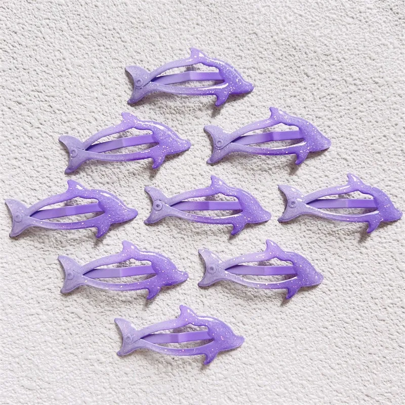 Haarschmuck für Damen, Farbverlauf, mehrfarbig, seitlich geteilte Haarspangen, niedliche Delphin-Haarklammer, Metall-Haarspange mit Tiermuster für Mädchen