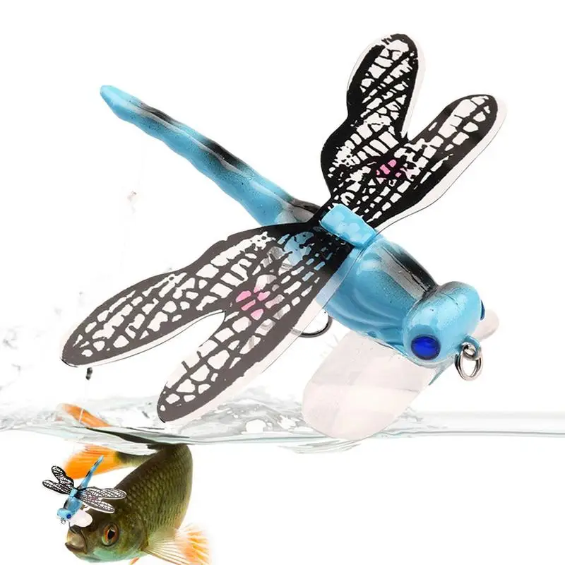 Dragonfly Shaped Hard Fishing Bait Fly Fishing Fly Topwater Bait Double Skirted Wings With Hook Dragonfly Simulation Pseudo Bait