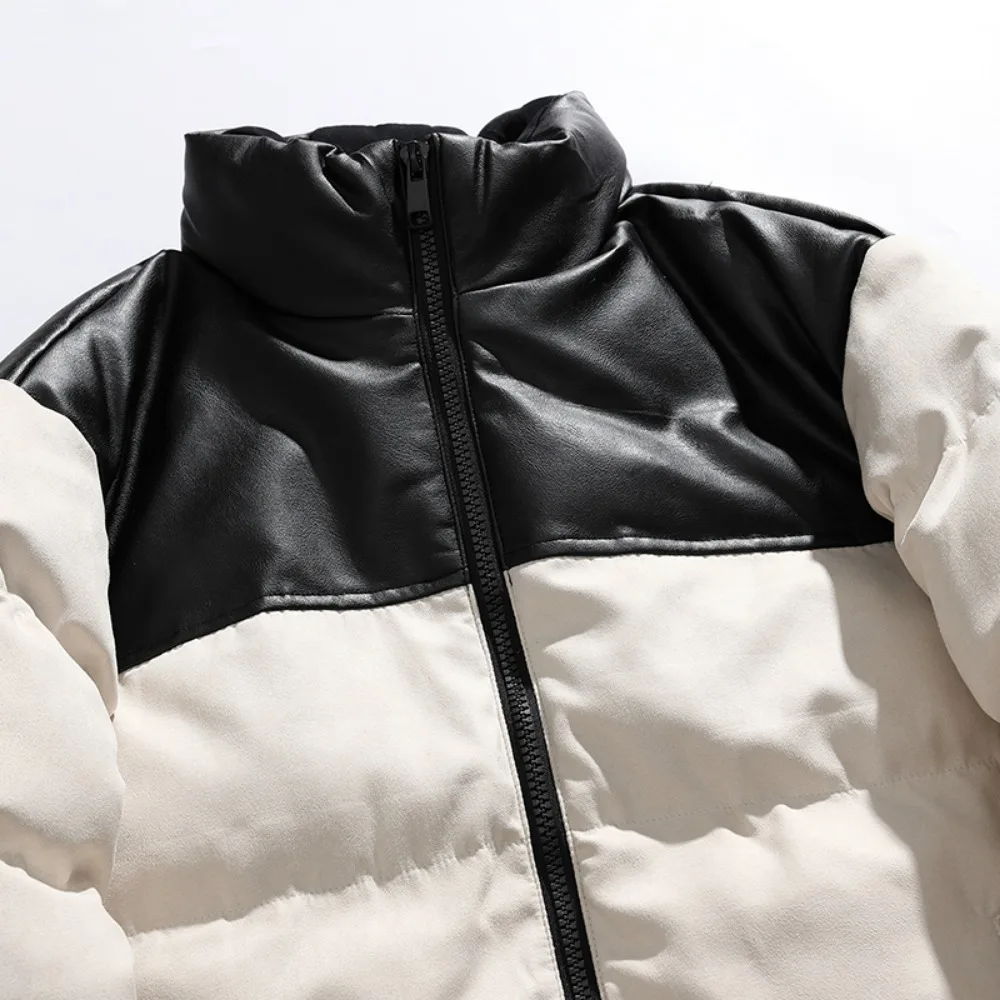 معطف قطني بياقة واقفة للرجال سترة مرقعة 2025 معطف شتوي جديد من القطن السميك