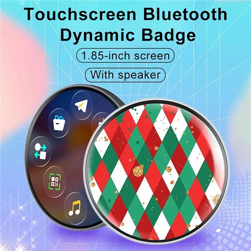 1.85inch Bluetooth Dynamic Electronic Badge with 7 Color LED, Changing Images At Will Anime Merchandise for Schoolbag Clothes