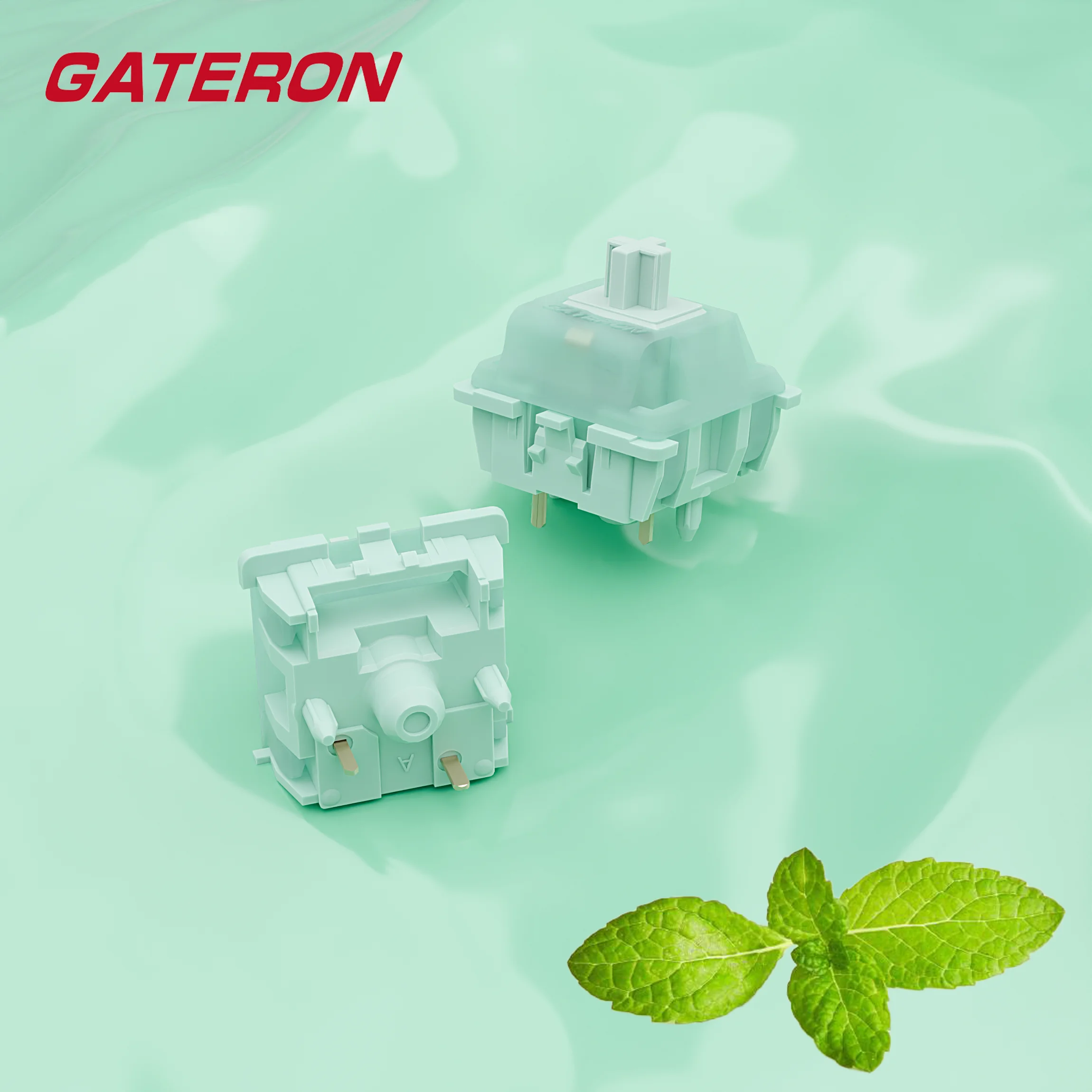 GATERON Mint Dual-Stage Spring Switches สําหรับแป้นพิมพ์ MX Mechanical, 5-Pin Linear/55gf/โรงงาน Pre-lubed/SMD LED Switches