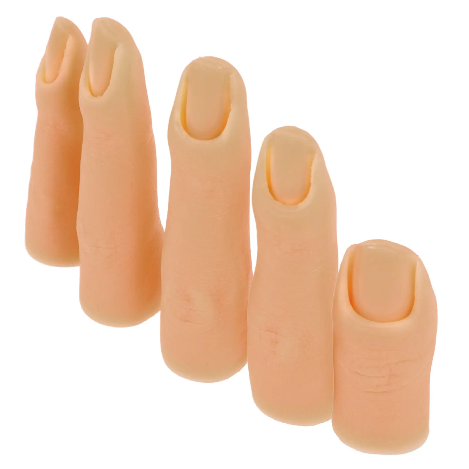 

5Pcs Silicone Practice Fingers Natural Color Flexible Joints Nail Finger Training Display False Practice Fingers for DIY Nail