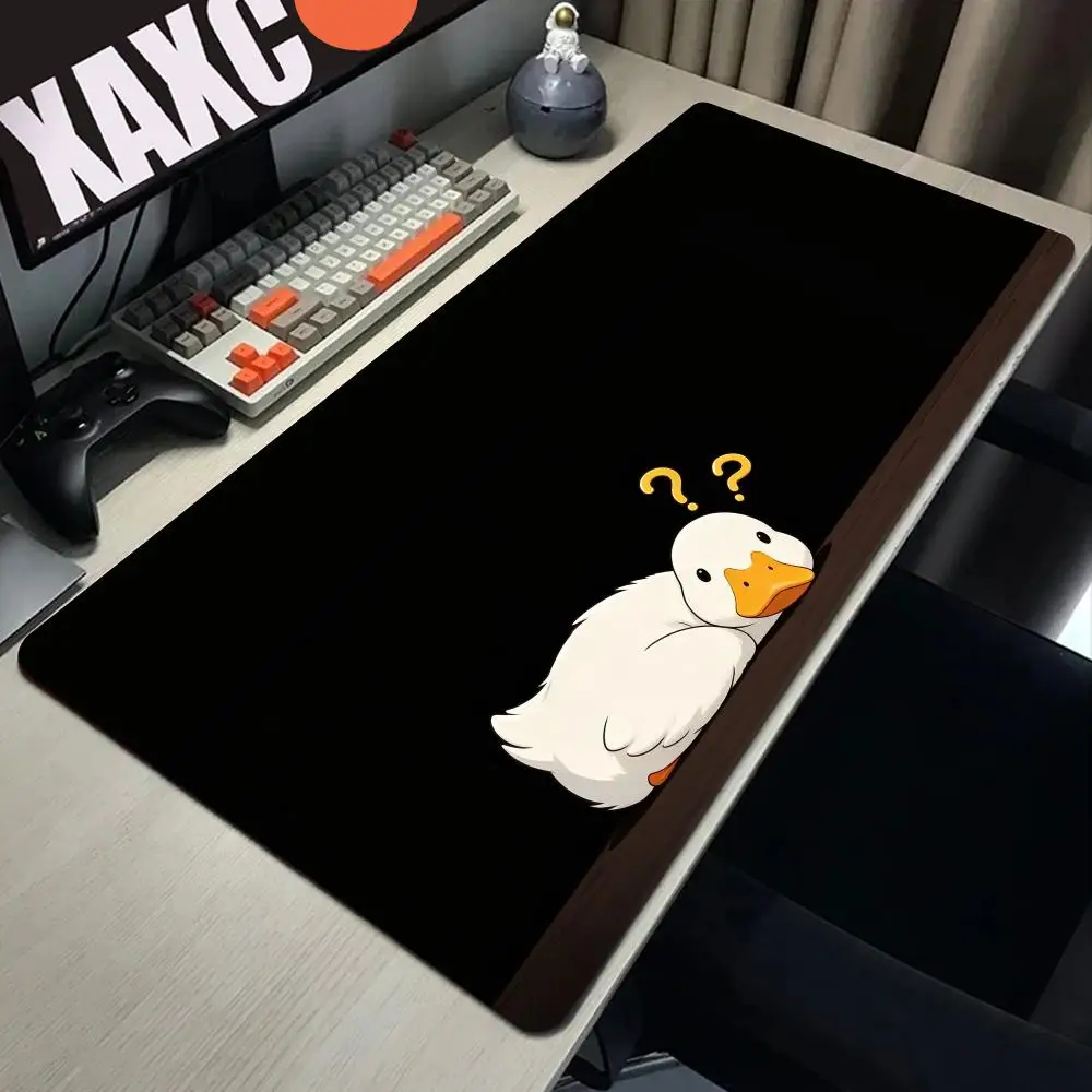 HYBXAXC Kawaii Goose Pattern Large Gaming Mouse Pad Keyboard Rug Anti Slip Rubber Table Pad Cute Black Mouse Pad 900x400 Playmat