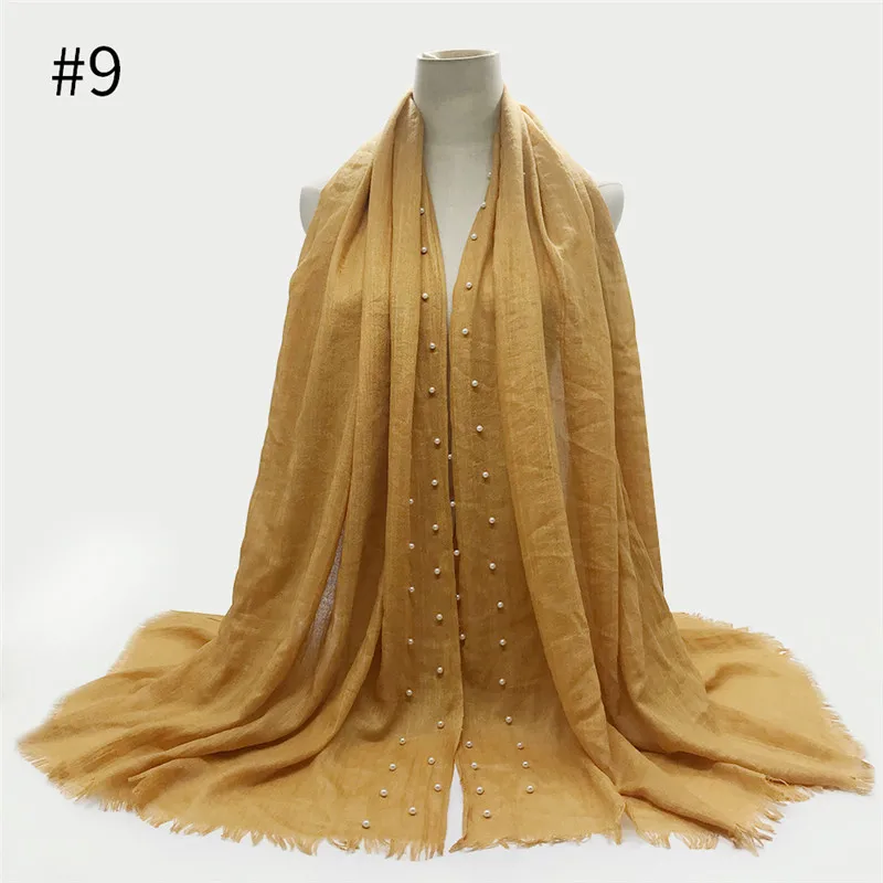 High QualityTRCotton Solid Color Two-Headed Fringe Scarf Hot Selling Product Large Size Pearl Women's Bag Headscarf Wholesale