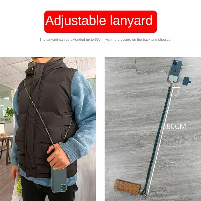 Crossbody Lanyard Necklace Strap Universal Mobile Phone Lanyard Long Adjustment Phone Case With Clip Safety Anti-Lost Lanyard