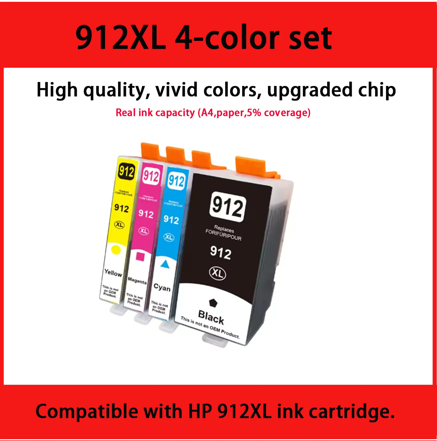 

For HP 912XL Ink Cartridge OfficeJet 8020 8022 8023 8024 8025 8026 8028 8010 8012 8013 8014 8015 8017 8018 printer