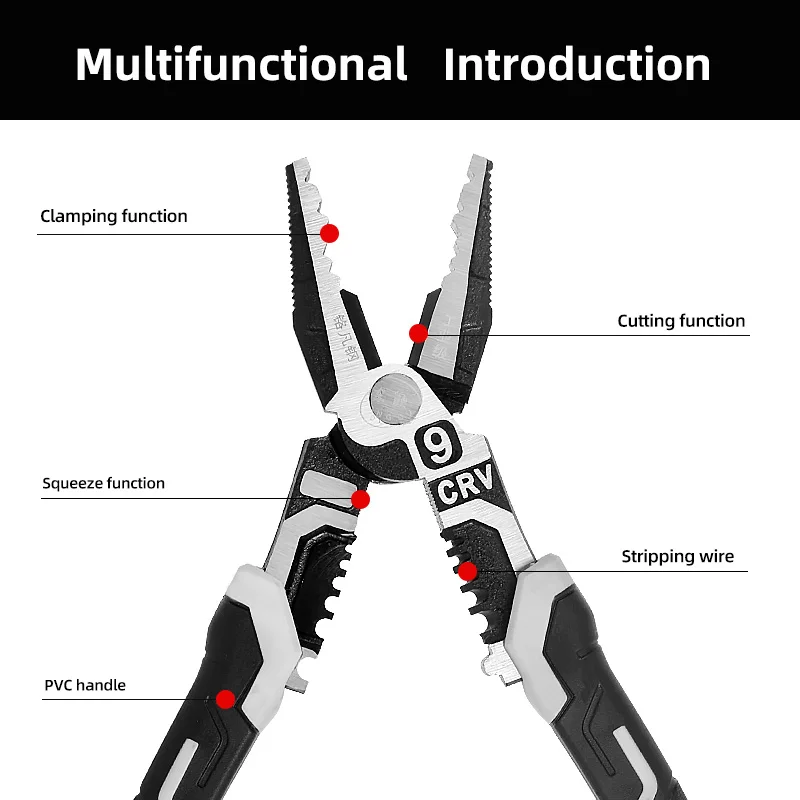 متعددة الوظائف العالمي 10 في 1 كماشة تجريد العقص قطع تقسيم كهربائي زلة مقاومة أدوات إصلاح دائم