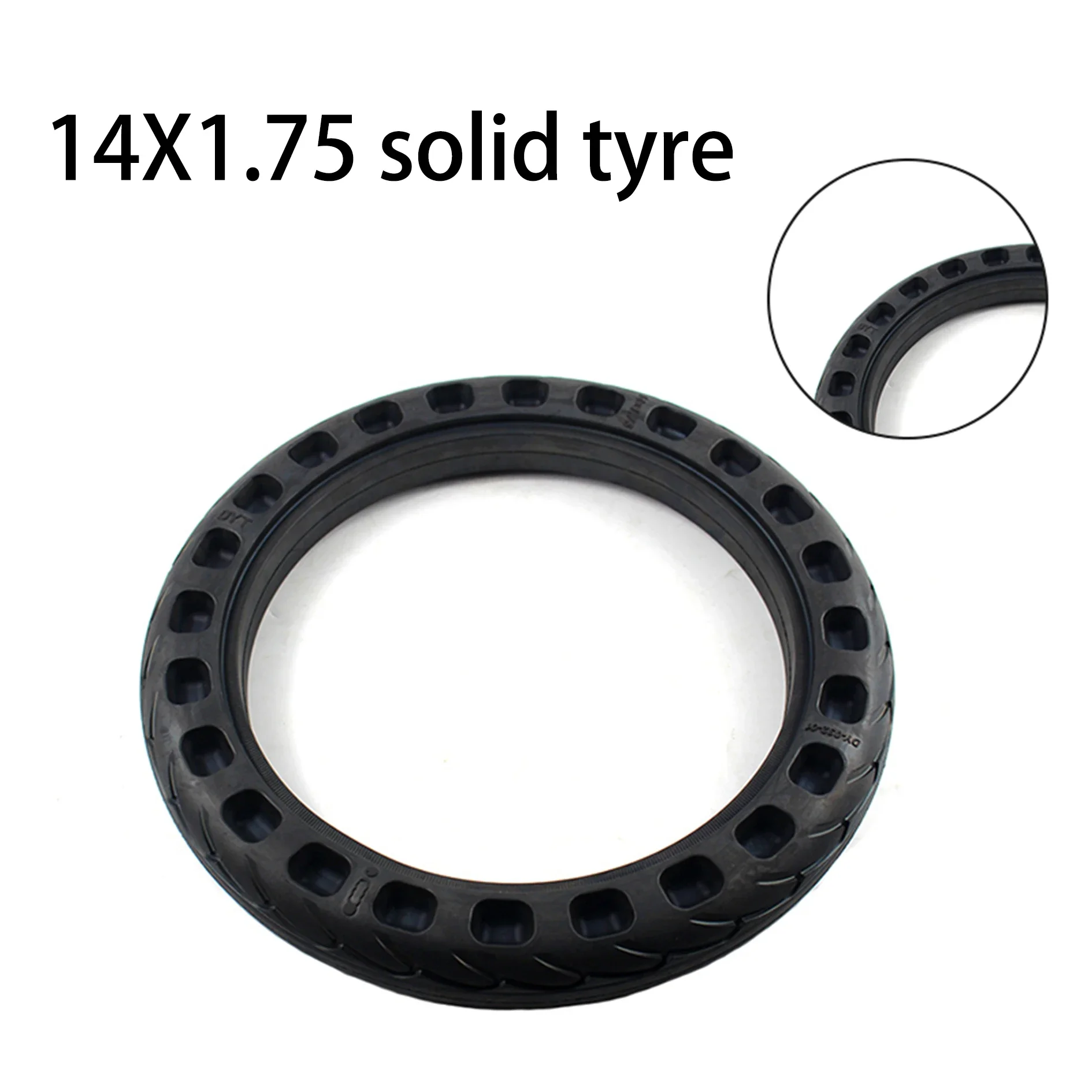 

14 Inch Anti-Slip Solid Bicycle Tire 14x1.75 Black Non-Inflatable Electric Vehicle Compatible Kids' Bike Riding Tire