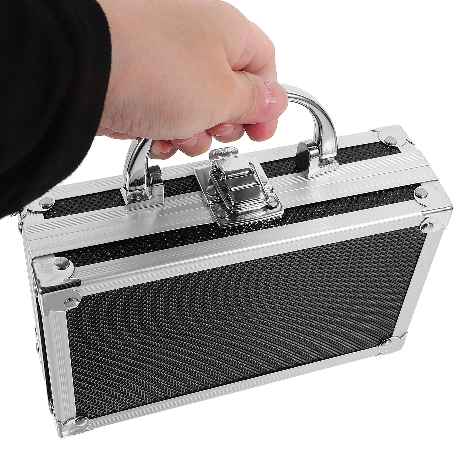 Portable Tool Box Aluminum Tool Case With Handle Locking Briefcase Carrying Tools Storage Box Outdoor Toolbox Equipment Holder