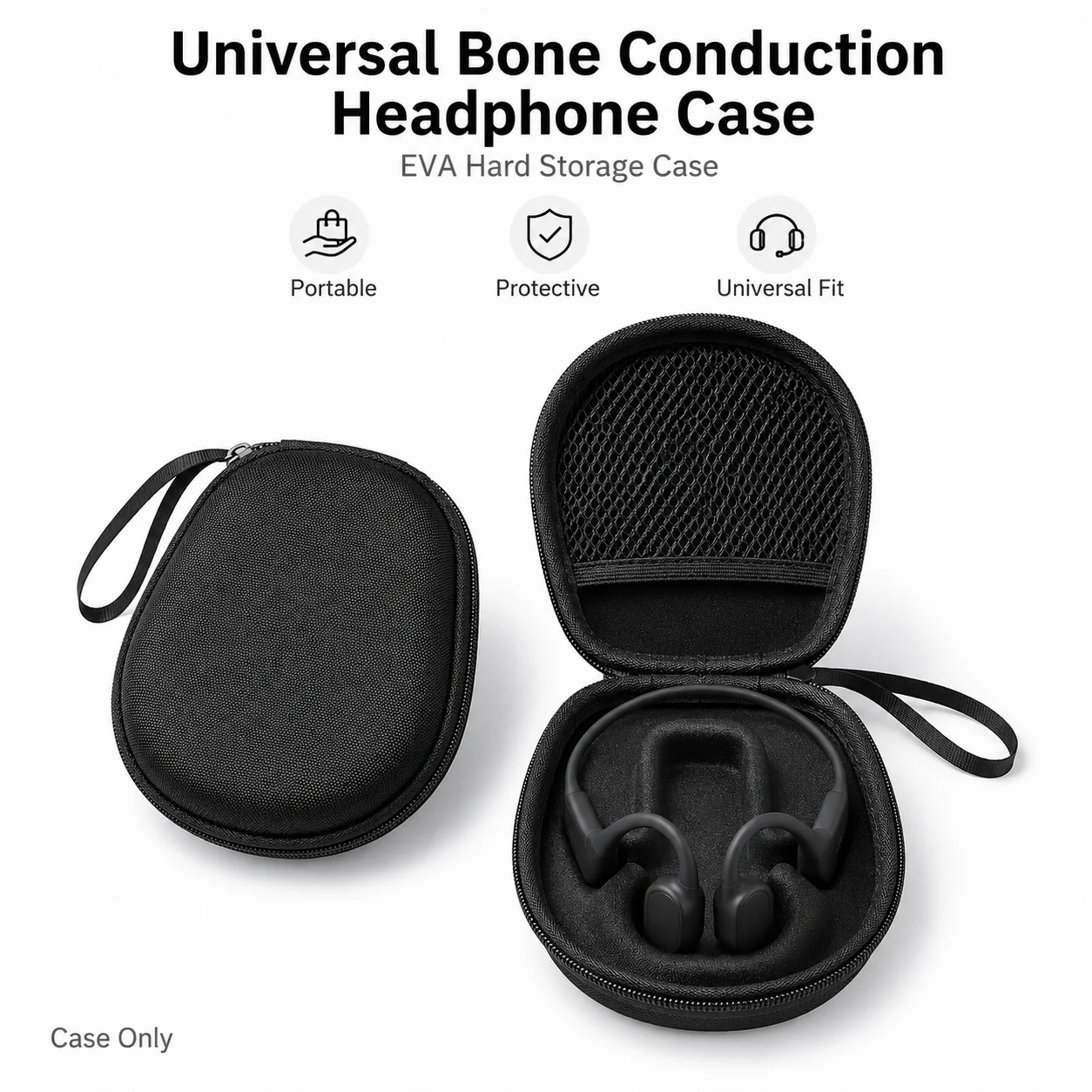 Hard Travel Case Bone Conduction Earphones - Universal EVA Carrying Case for Shokz
