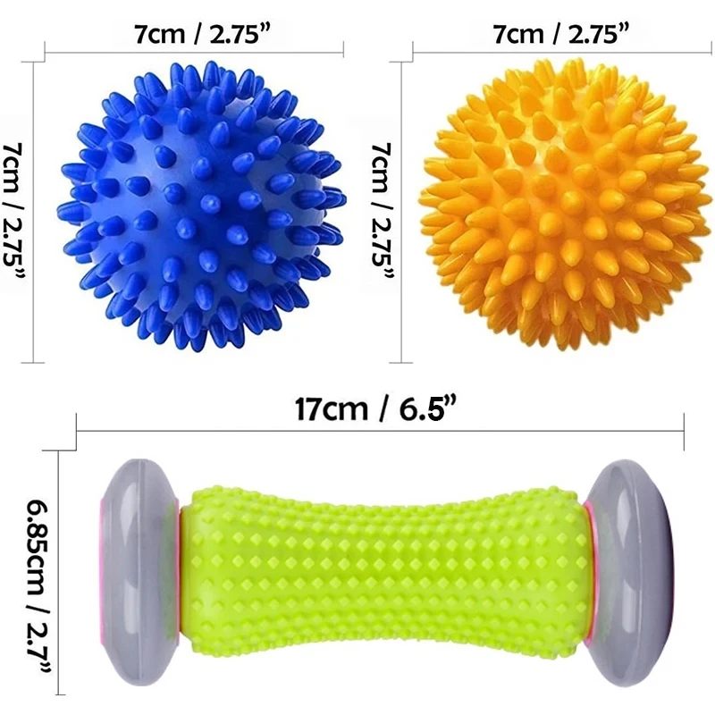 Foot Massage Roller Spiky Ball For Relief Plantar Fasciitis Foot Back Leg Hand Tight Muscle Deep Tissue Acupresssure Recovery