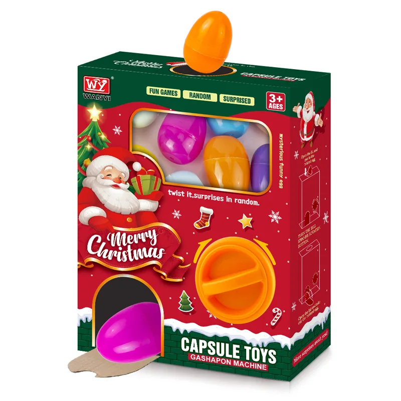 Kerst Ei Mini Klauw Machine voor Kinderen, Kerstman Verrassing Twist Ei Vending Speelgoed, 5 stks Willekeurige Pop Leuke Verjaardagsfeestje Geschenken