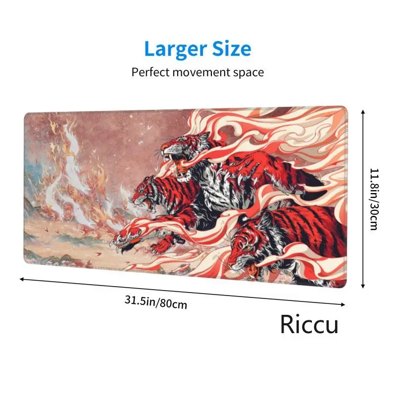 Tiger Mousepad Non-slip HD Print 400x900mm Desk Mat Keyboard Pad Rubber Carpet Computer Rug Gamer For PC Accessory Mousepads XXL