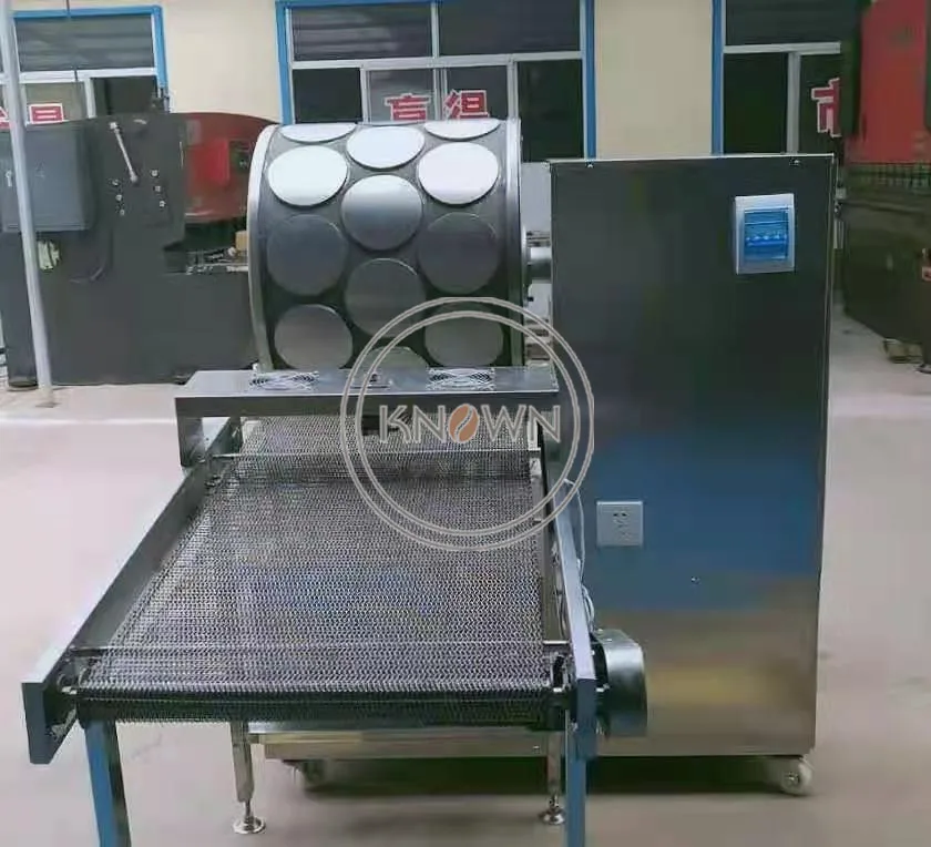 Máquina automática de tortilha de farinha de milho mexicana, três fileiras, roti, chapatti, rolo de mola, suporte de molde personalizado