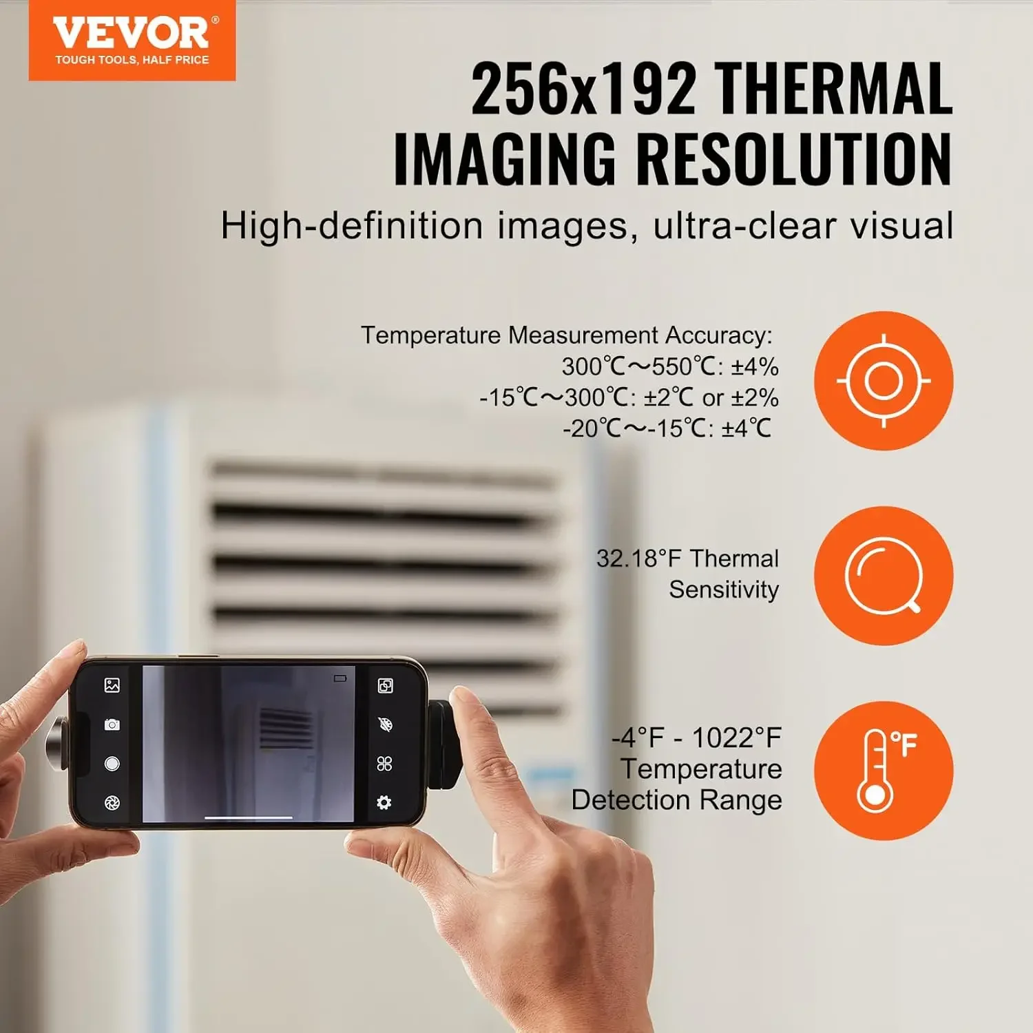 Thermal Imaging Camera for Android & iOS, 256 x 192 IR Resolution Wireless Infrared Thermal Imager with WiFi & Visual Camera