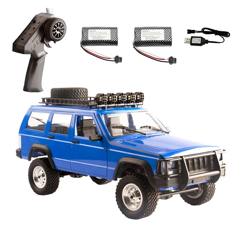 

MN78 RC Car 1/12 2.4G Full Scale Cherokee 4WD Climbing Car Remote Control Toy Off-Road Vehicle Racing Car,Blue 2 Battery