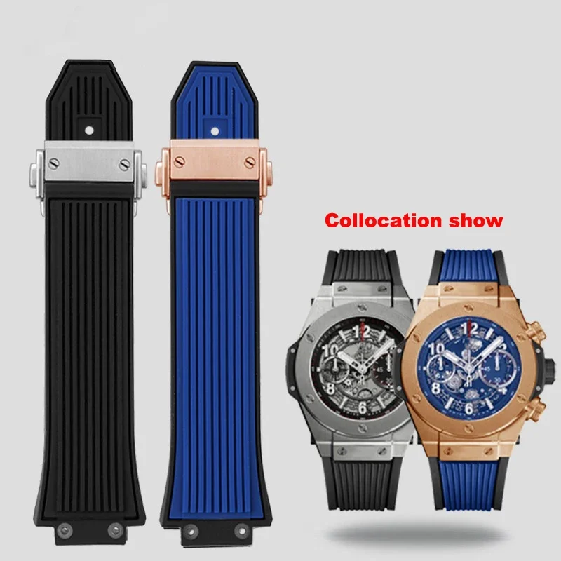 Rubber watch strap for HUBLOT BIG BANG 441 Classic Fusion Belt Men Watchband 27*17mm Convex mouth Watch Band For men Send tool