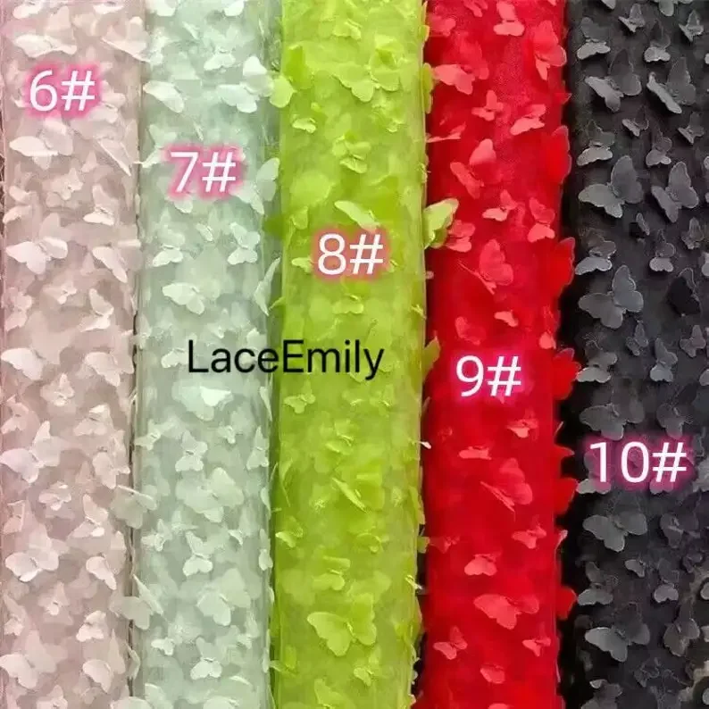 10 Colors 3D Butterfly Embroidery Lace Fabric Butterfly Mesh Tulle Fabric For Bridal, Dress Girl Dress , Wedding Dress,