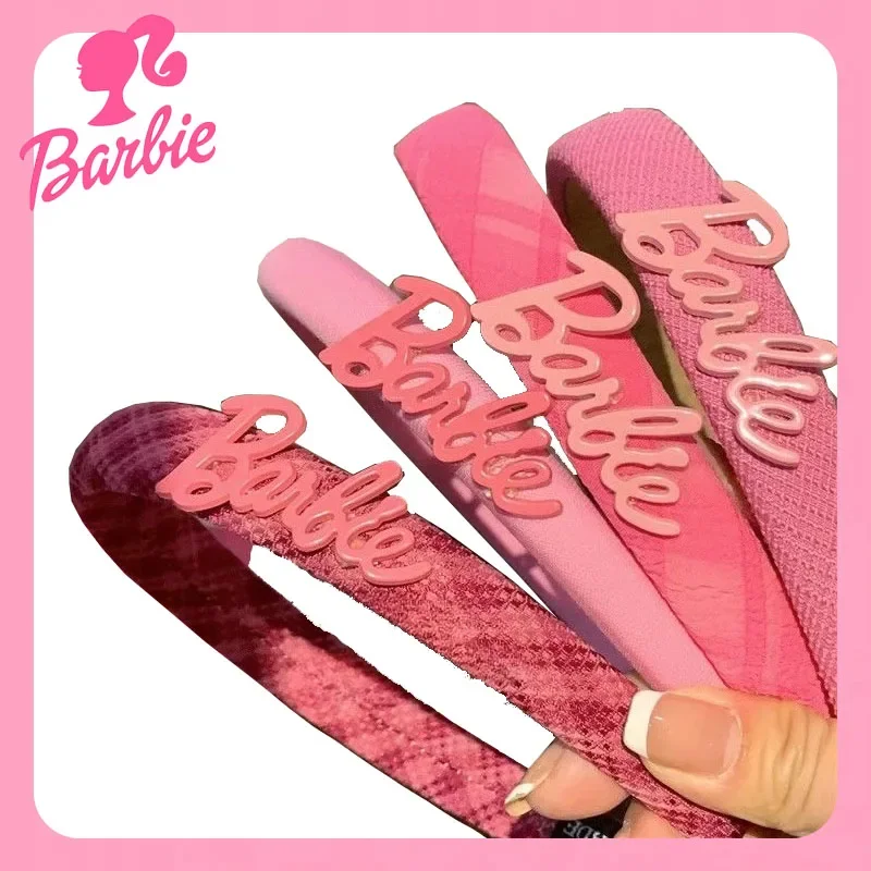 Barbie Kawaii pink headband sweet girl Cosplay glitter hair accessories cartoon fashion women makeup hairband kids birthday gift