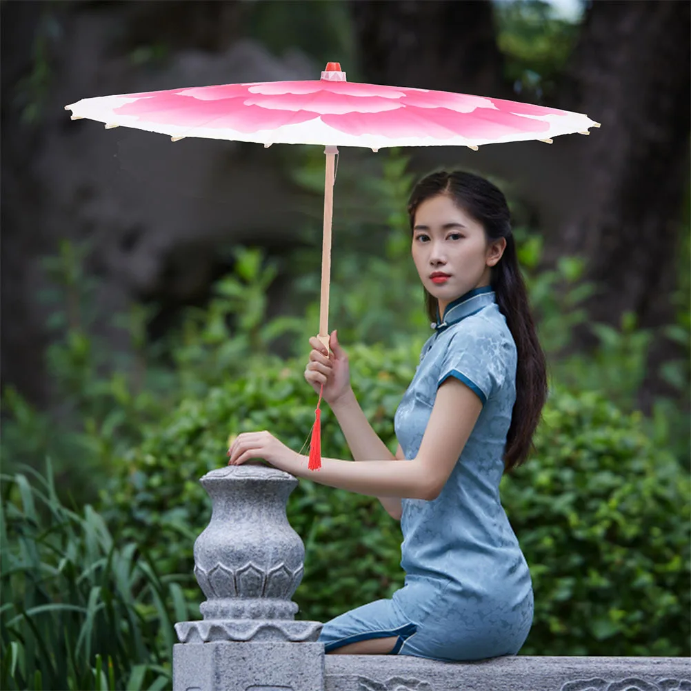 

2Pcs Handmade Peony Oil Paper Umbrella Traditional Chinese Bamboo Craft Decorative Parasol for Women Stage Performance Dance