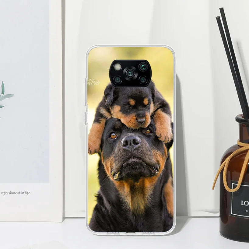 Rott weiler hund telefon hülle für xiaomi poco x6 x5 x4 x3 nfc f6 f5 pro f4 gt f3 f2 f1 m5s m4 m3 art fundas rückseitige abdeckung