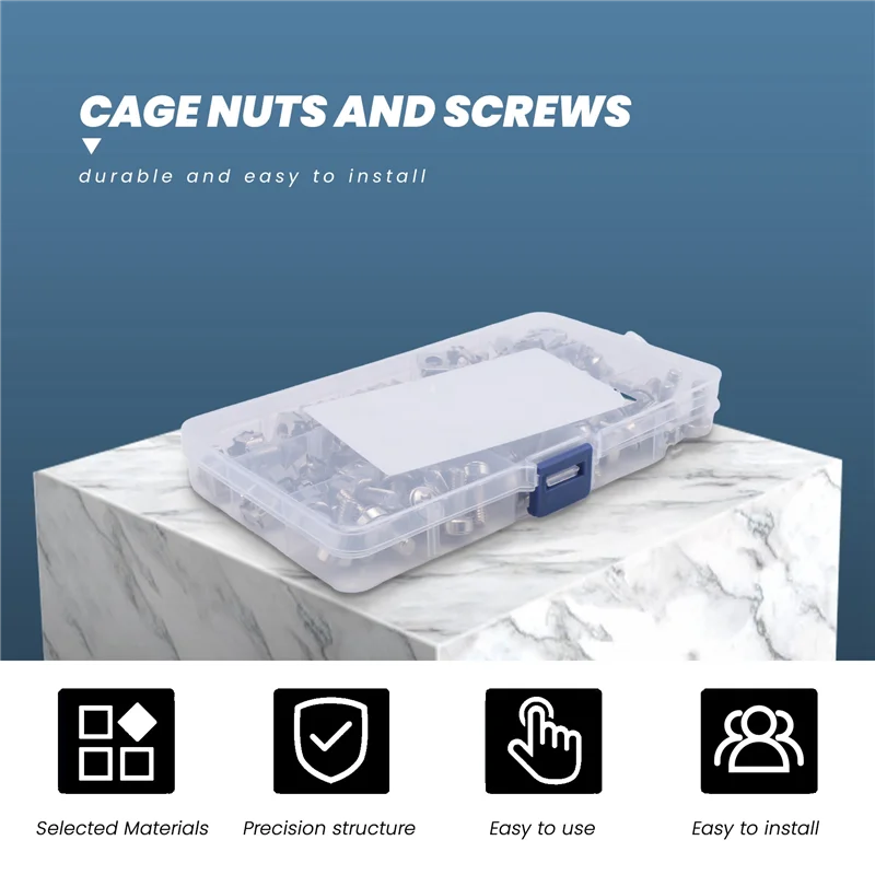 A97g 50 conjuntos de porcas de gaiola de hardware de furo quadrado m6 e arruelas de parafusos de montagem para rack de servidor e gabinete (m6 x 20mm) (parafuso + arruela + gaiola