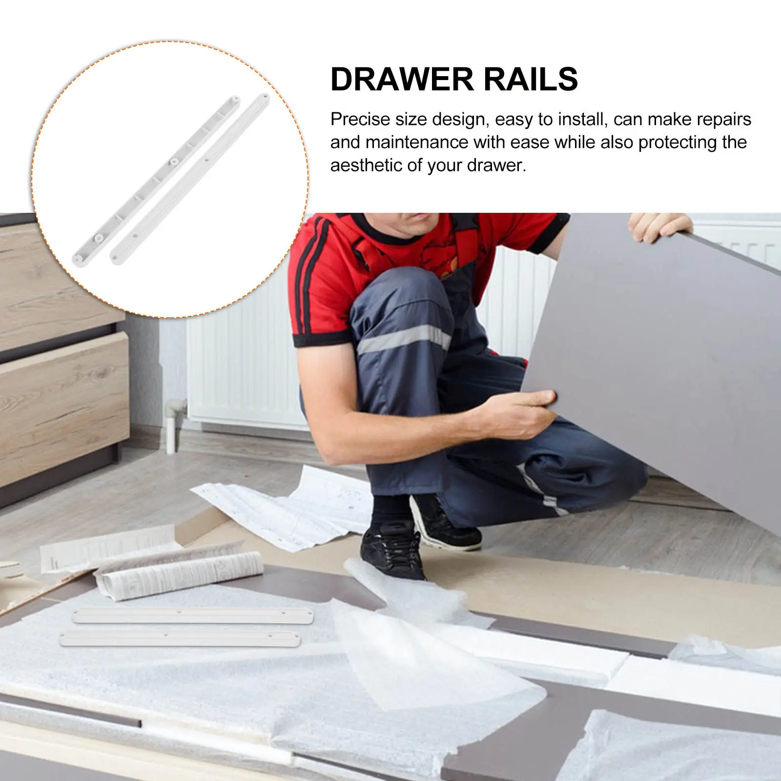 2Pcs Plastic Drawer Slides Smooth Silent Cabinet Rails for Kitchen Dresser Wardrobe Drawers Replacement Parts Drawer Rails