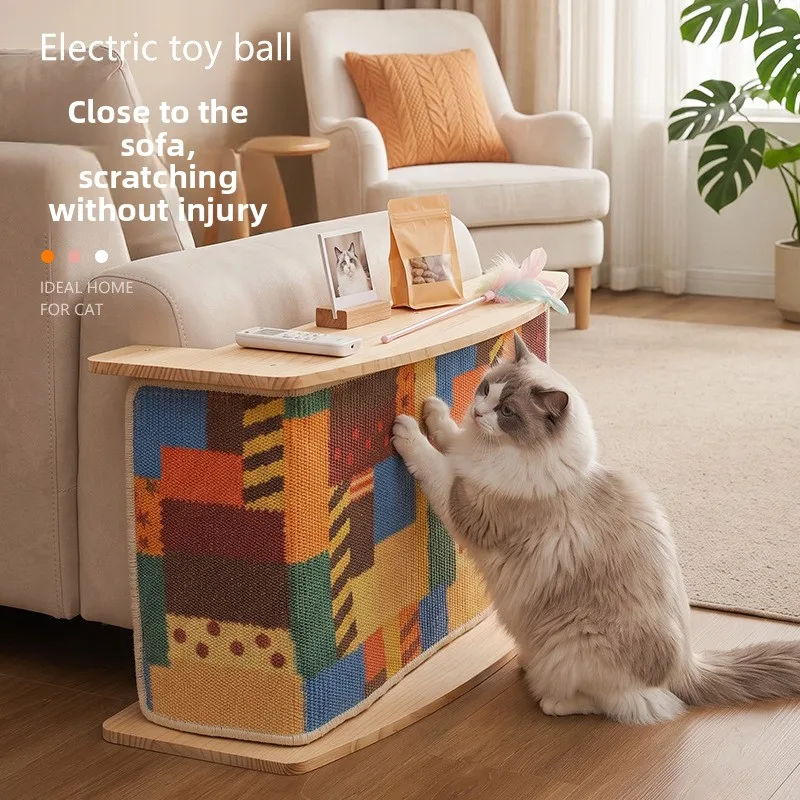Solid wood vertical sisal cat scratching board, oversized wall-attached protective sofa, wear-resistant and not easy to chip off