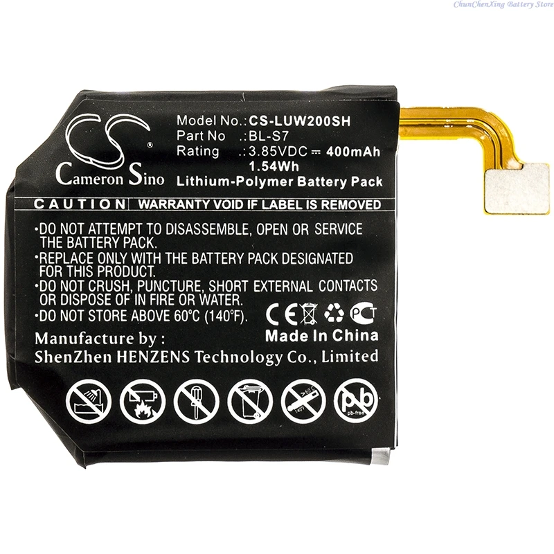

Cameron Sino 3.85V 400mAh CS-LUW200SH Smartwatch Battery BL-S7 for LG Watch Urbane 2nd Edition LTE, W200, W280, W280A +TOOL