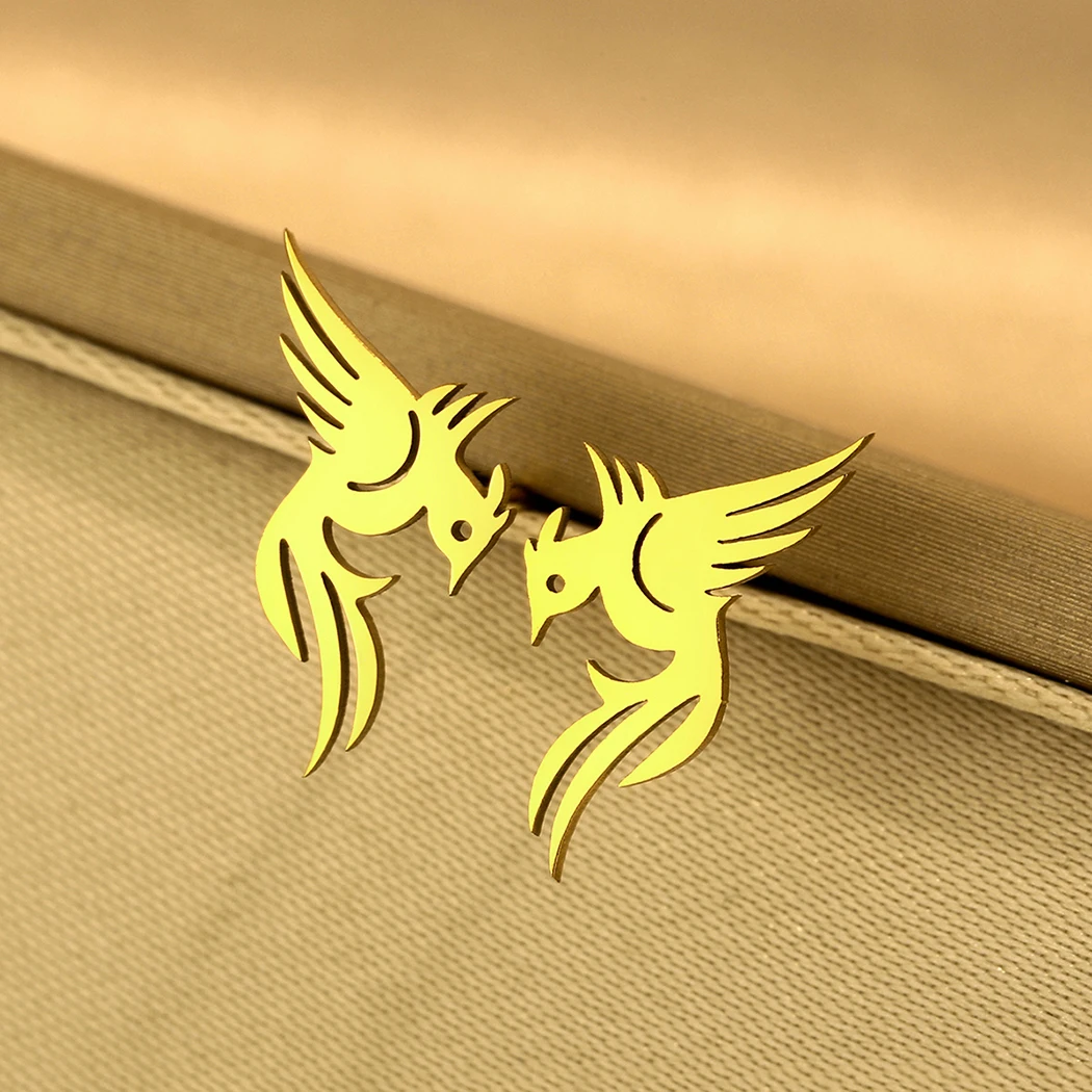 Todorova Delicate Pheonix Bird Earrings for Women Men Stainelss Steel Animal Stud Earrings Simple Jewelry Birthday Gift