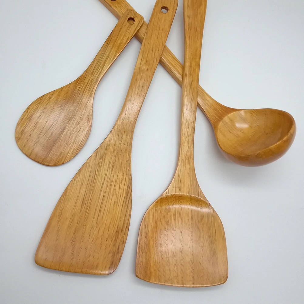Wooden Spatula Set Natural Wood Thick H Kitchen Tools Baking Utensils Heat Insulation Eco Friendly Storage Saving Cookware