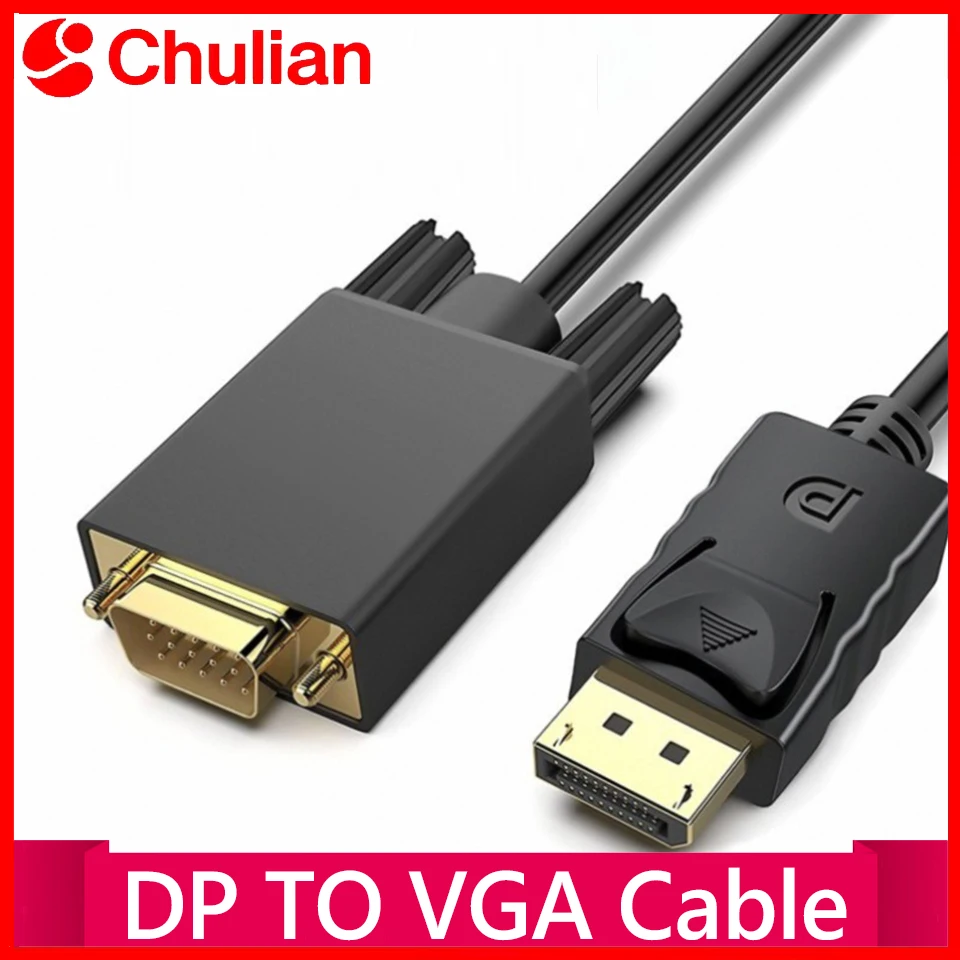 Cable DisplayPort a VGA, adaptador DisplayPort a VGA, cable de vídeo HD para TV, monitor, ordenador portátil, proyector, 1080P
